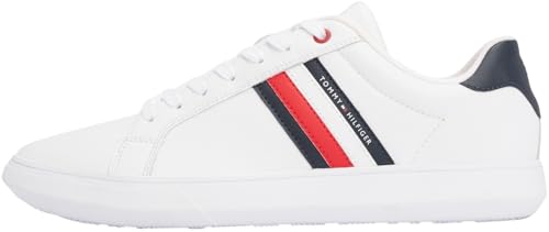 Tommy Hilfiger Herren Cupsole Sneaker Essential Leather Cupsole aus Leder, Weiß (White), 43 von Tommy Hilfiger