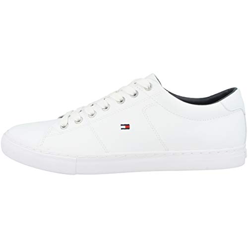 Tommy Hilfiger Herren Cupsole Sneaker Essential Leather Schuhe, Weiß (White), 46 EU, Weiß White 100 von Tommy Hilfiger