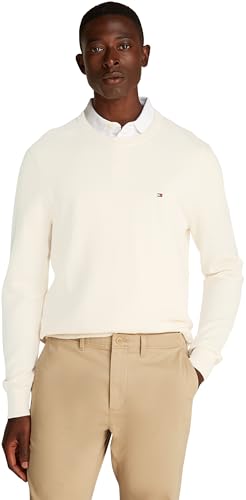 Tommy Hilfiger Herren Pullover Essential Structure Crew Neck Regular Fit, Elfenbein (Ivory Petal), XXL von Tommy Hilfiger