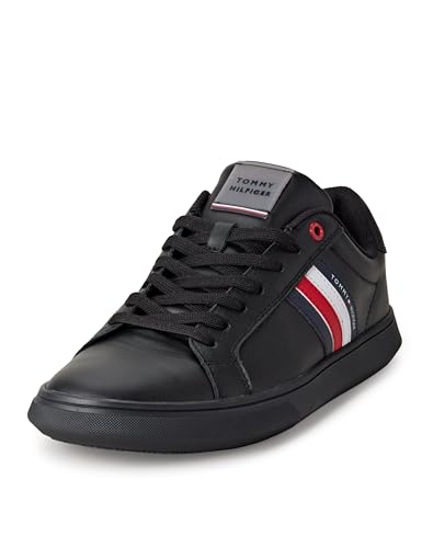 Tommy Hilfiger Herren Essential Leather FM0FM04921 Cupsole Sneaker, Schwarz (Triple Black), 44 EU von Tommy Hilfiger