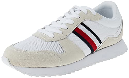 Tommy Hilfiger Herren Runner Sneaker Runner Evo Mix Sportschuhe, Weiß (White), 40 von Tommy Hilfiger