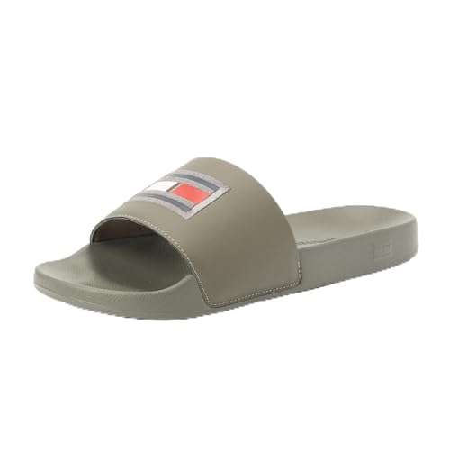Tommy Hilfiger Herren Badeschuhe Pool Slide Badelatschen, Mehrfarbig (Shady Stone), 41 von Tommy Hilfiger