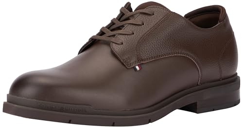 Tommy Hilfiger Herren Derby Schuhe Flexible Leather aus Narbenleder, Braun (Cocoa), 45 von Tommy Hilfiger