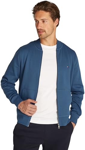 Tommy Hilfiger Herren Cardigan Flag Logo Baseball mit Reißverschluss, Blau (Aegean Sea), XS von Tommy Hilfiger