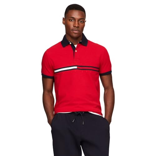 Tommy Hilfiger Herren Flag Pride Poloshirt in Custom Fit - Rot - XX-Large von Tommy Hilfiger