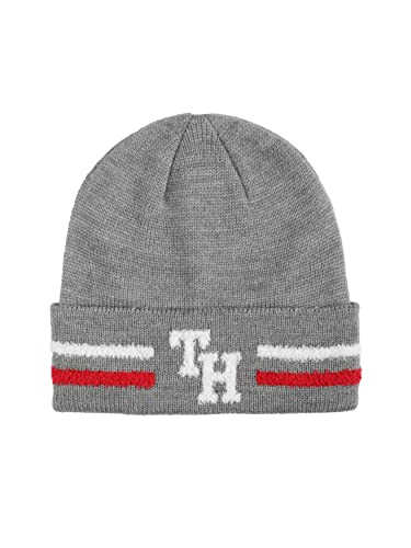 Tommy Hilfiger Herren Fleece Monogramm-Manschette Beanie-Mütze, grau meliert, Einheitsgröße von Tommy Hilfiger