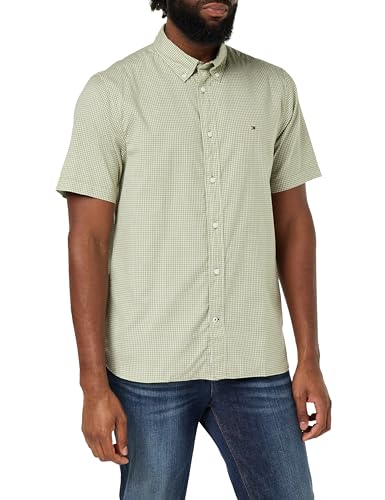 Tommy Hilfiger Herren Hemd Kurzarm, Grün (Faded Olive / Optic White), L von Tommy Hilfiger