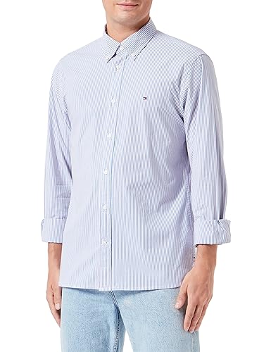 Tommy Hilfiger Herren Flex Stripe RF Shirt MW0MW33335 Freizeithemden, Blau (Cerulean Aqua/Multi), XS von Tommy Hilfiger