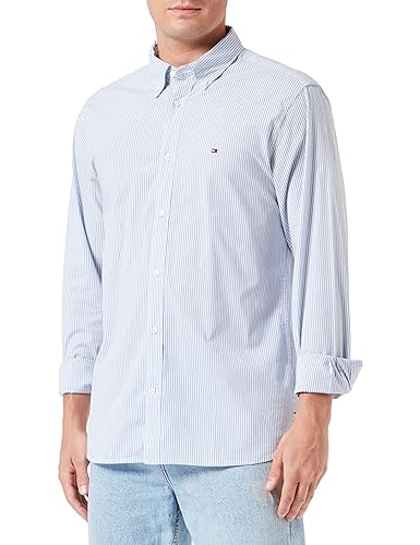 Tommy Hilfiger Herren Flex Stripe RF Shirt MW0MW33335 Freizeithemden, Grün (Light Blue/Multi), M von Tommy Hilfiger