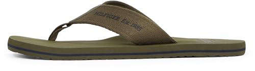 Tommy Hilfiger Herren Flip Flops Beach Sandal Zehentrenner, Grün (Army Green), 40 von Tommy Hilfiger