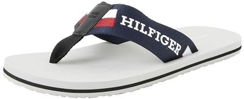 Tommy Hilfiger Herren Flip Flops Corporate Monotype Beach Sandal Badeschuhe, Grau (Antique Silver), 40 EU von Tommy Hilfiger