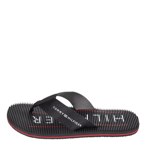 Tommy Hilfiger Herren Flip Flops Massage Footbed Beach Sandal Badeschuhe, Schwarz (Black), 40 EU von Tommy Hilfiger