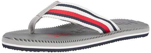 Tommy Hilfiger Herren Flip Flops Massage Footbed Zehentrenner, Grau (Antique Silver), 41 von Tommy Hilfiger