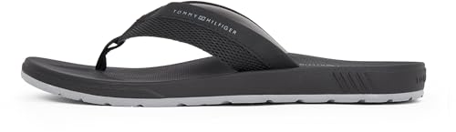 Tommy Hilfiger Herren Flip Flops Molded Beach Sandal mit Logo, Schwarz (Black), 43 von Tommy Hilfiger