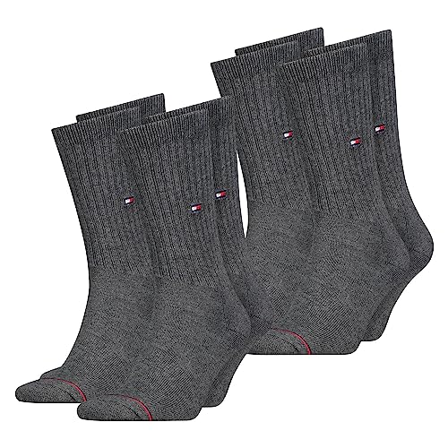 Tommy Hilfiger Herren Frauen Unisex Sport Socken 4er Pack Sportsocken Laufsocken Freizeit 85% Baumwolle Grau 39-42, Größe:39-42, Farbe:Anthracite Melange (3475) von Tommy Hilfiger