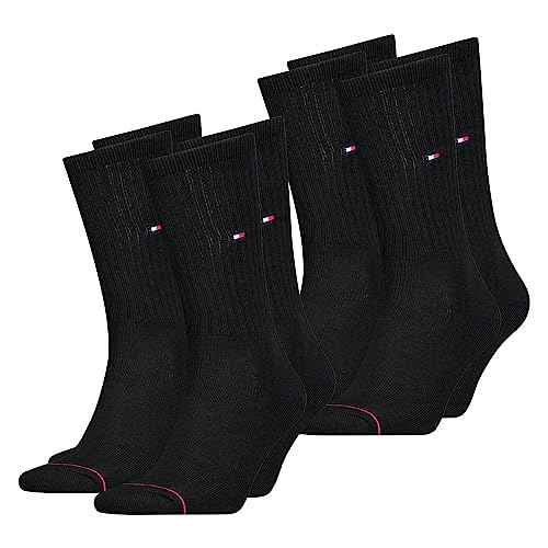 Tommy Hilfiger Herren Frauen Unisex Sport Socken 4er Pack Sportsocken Laufsocken Freizeit 85% Baumwolle Schwarz 47-49, Größe:47-49, Farbe:Black (3239) von Tommy Hilfiger