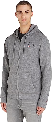 Tommy Hilfiger Herren Hoodie mit Reißverschluss Zipper, Grau (Medium Grey Heather), L von Tommy Hilfiger