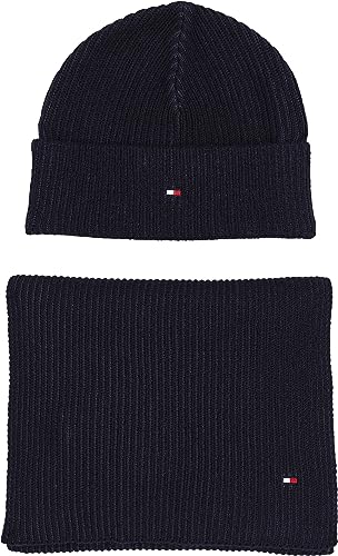 Tommy Hilfiger Herren GP Flag Beanie & Scarf AM0AM11624 Geschenkpackungen, Blau (Space Blue), OS von Tommy Hilfiger