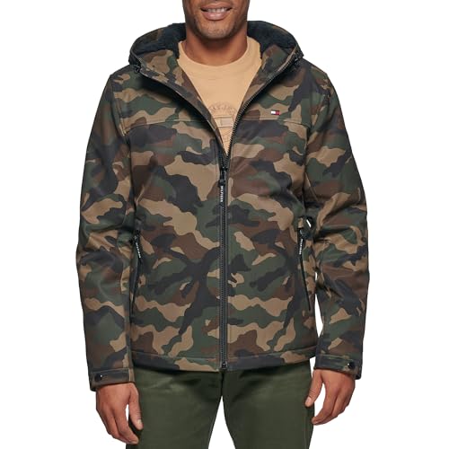 Tommy Hilfiger Herren Softshelljacke mit Sherpa-Futter Jacke, Camouflage, XL von Tommy Hilfiger