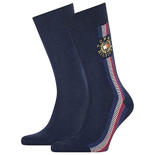 Tommy Hilfiger Herren Global Ribbon Crest Sock Classic Sock, navy, 39-42 von Tommy Hilfiger