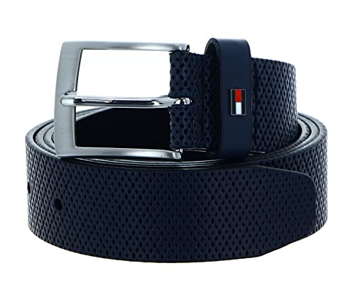 Tommy Hilfiger Herren Gürtel Adan 3.5 Texture Ledergürtel, Blau (Space Blue), 85 von Tommy Hilfiger