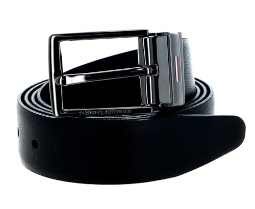 Tommy Hilfiger Herren Gürtel Business 3.5 Rev Ledergürtel, Schwarz (Black/Black), 105 von Tommy Hilfiger