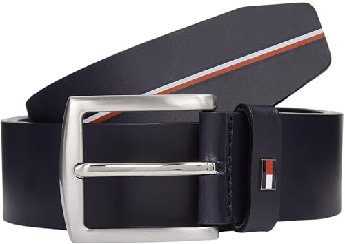 Tommy Hilfiger Herren Gürtel Denton 3,5 cm Ledergürtel, Blau (Space Blue), 100 cm von Tommy Hilfiger