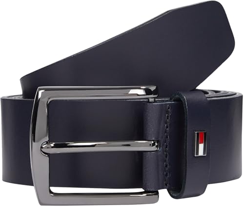 Tommy Hilfiger Herren Gürtel Denton 3,5 cm Ledergürtel, Blau (Space Blue), 110 cm von Tommy Hilfiger