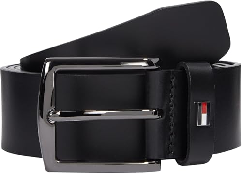 Tommy Hilfiger Herren Gürtel Denton 3,5 cm Ledergürtel, Schwarz (Black), 85 cm von Tommy Hilfiger