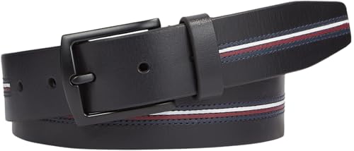 Tommy Hilfiger Herren Gürtel Denton Ledergürtel, Blau (Space Blue), 110 cm von Tommy Hilfiger