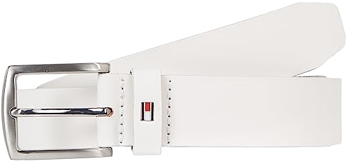 Tommy Hilfiger Herren Gürtel New Denton 3,5 cm Belt Ledergürtel, Weiß (Optic White), 100 cm von Tommy Hilfiger