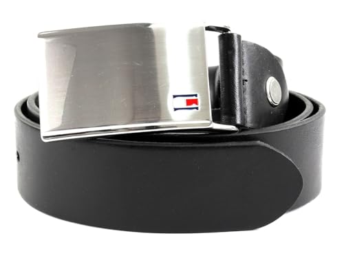 Tommy Hilfiger Herren Gürtel Plaque Belt 3,5 cm Ledergürtel, Schwarz (Black), 115 cm von Tommy Hilfiger