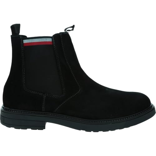 Tommy Hilfiger Herren Chelsea Boots aus Wildleder, Schwarz (Black), 42 von Tommy Hilfiger