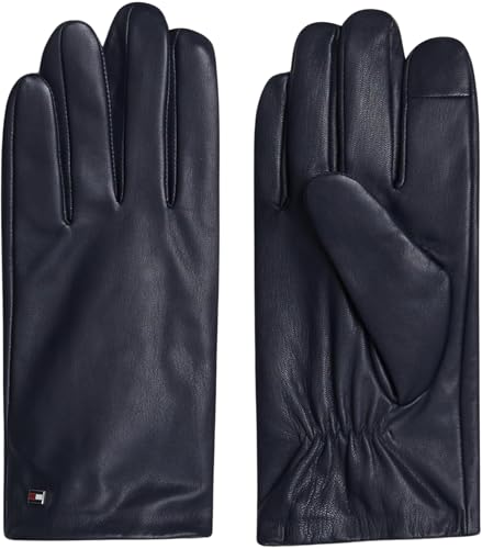 Tommy Hilfiger Herren Handschuhe Essential Flag aus Leder, Blau (Space Blue), L-XL von Tommy Hilfiger