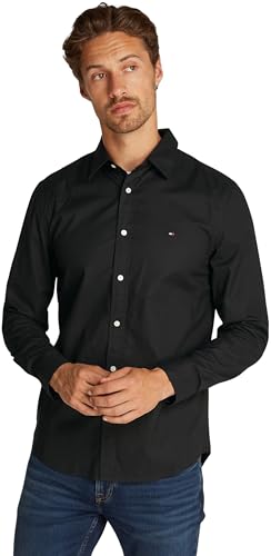 Tommy Hilfiger Herren Hemd Flex Poplin Kent Collar Businesshemd, Schwarz (Black), XXL von Tommy Hilfiger
