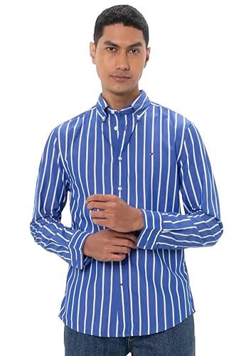 Tommy Hilfiger Herren Hemd Flex Poplin Nautical aus Baumwolle, Mehrfarbig (Optic White / Wedge Blue), XXL von Tommy Hilfiger