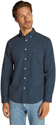 Tommy Hilfiger Herren Hemd Flex Poplin Polka Dot Regular Fit, Blau (Night Sky / Multi Dot), XS von Tommy Hilfiger