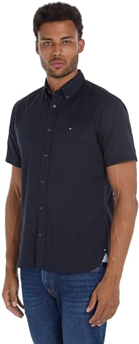 Tommy Hilfiger Herren Hemd Flex Poplin Shirt S/S Kurzarm, Blau (Desert Sky), XS von Tommy Hilfiger
