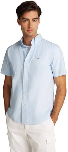 Tommy Hilfiger Herren Hemd Flex Poplin Solid Kurzarm, Blau (Sweet Blue), XS von Tommy Hilfiger