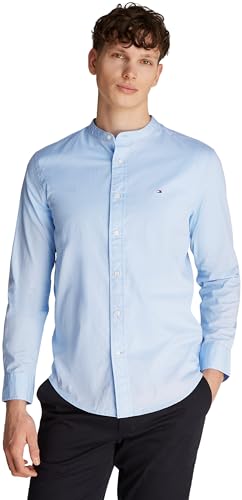 Tommy Hilfiger Herren Hemd Flex Poplin Solid Mao Regular Fit, Blau (Sweet Blue), XS von Tommy Hilfiger