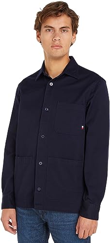 Tommy Hilfiger Herren Hemd Heavy Twill Solid Shirt Langarm, Blau (Desert Sky), L von Tommy Hilfiger