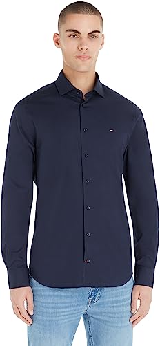 Tommy Hilfiger Herren Hemd Langarm, Blau (Navy Blazer), 37 von Tommy Hilfiger