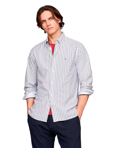 Tommy Hilfiger Herren Hemd Langarm, Mehrfarbig (Aegean Sea/Optic White), XXL von Tommy Hilfiger