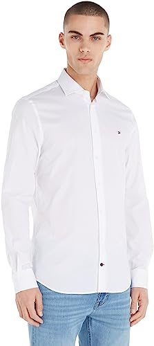 Tommy Hilfiger Herren Hemd Langarm, Weiß (Bright White), 39 von Tommy Hilfiger