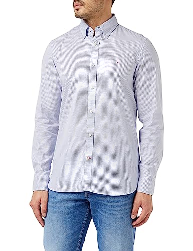 Tommy Hilfiger Herren Hemd Natural Soft Langarm, Blau (Ecru / Ultra Blue), XS von Tommy Hilfiger