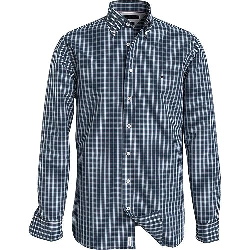 Tommy Hilfiger Herren Hemd Natural Soft Langarm, Mehrfarbig (Cerulean Aqua / Multi), XS von Tommy Hilfiger