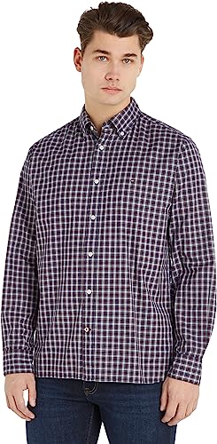 Tommy Hilfiger Herren Hemd Natural Soft Langarm, Mehrfarbig (Deep Indigo / Multi), S von Tommy Hilfiger