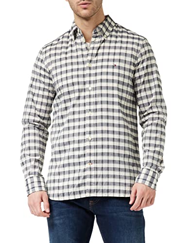 Tommy Hilfiger Herren Hemd Natural Soft Small Check Langarm , Mehrfarbig (Carbon Navy/Weathered White), S von Tommy Hilfiger