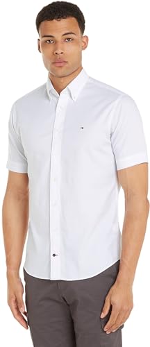 Tommy Hilfiger Herren Hemd Oxford Freizeithemd, Weiß (Optic White / Optic White), 43 von Tommy Hilfiger