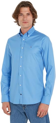 Tommy Hilfiger Herren Hemd Oxford Regular-Fit Langarm, Blau (New Shirt Blue), 39 von Tommy Hilfiger